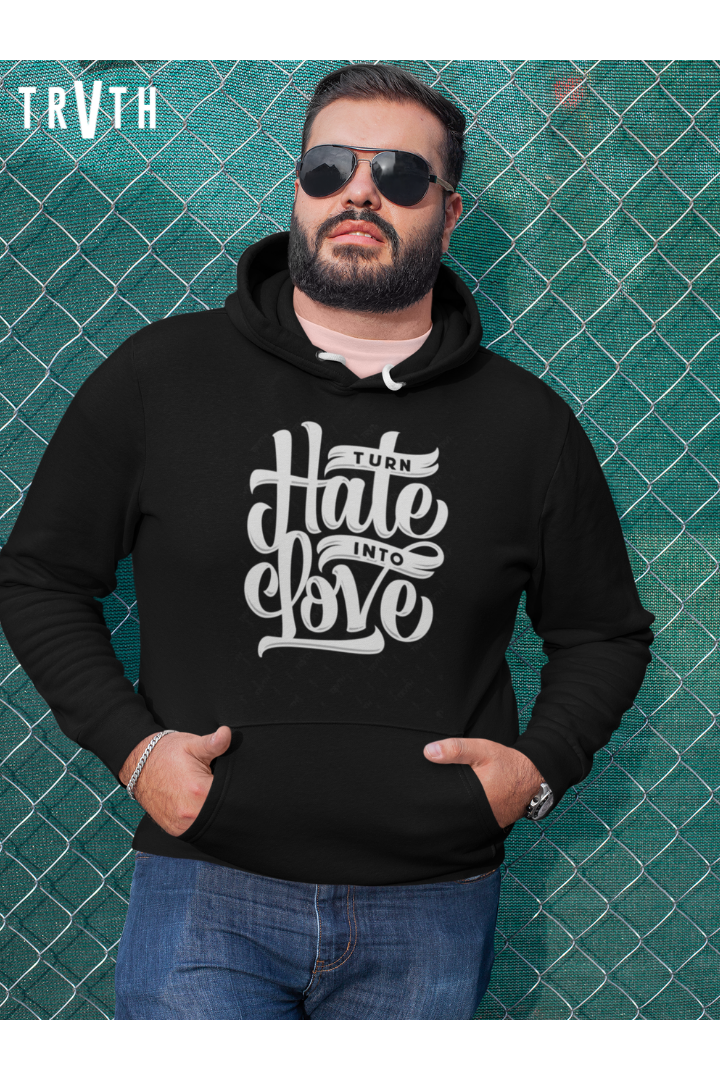 Turn Hate 2 Love Organic Hoodie vegan, sustainable, organic streetwear, - TRVTH ORGANIC CLOTHING