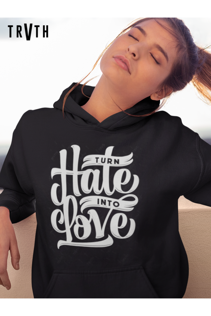 Turn Hate 2 Love Organic Sweatshirt vegan, sustainable, organic streetwear, - TRVTH ORGANIC CLOTHING