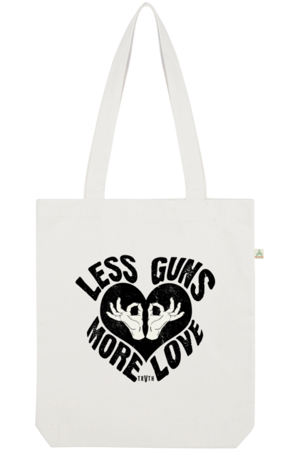 Less Guns More Love Organic Tote Bag vegan, sustainable, organic streetwear, - TRVTH ORGANIC CLOTHING
