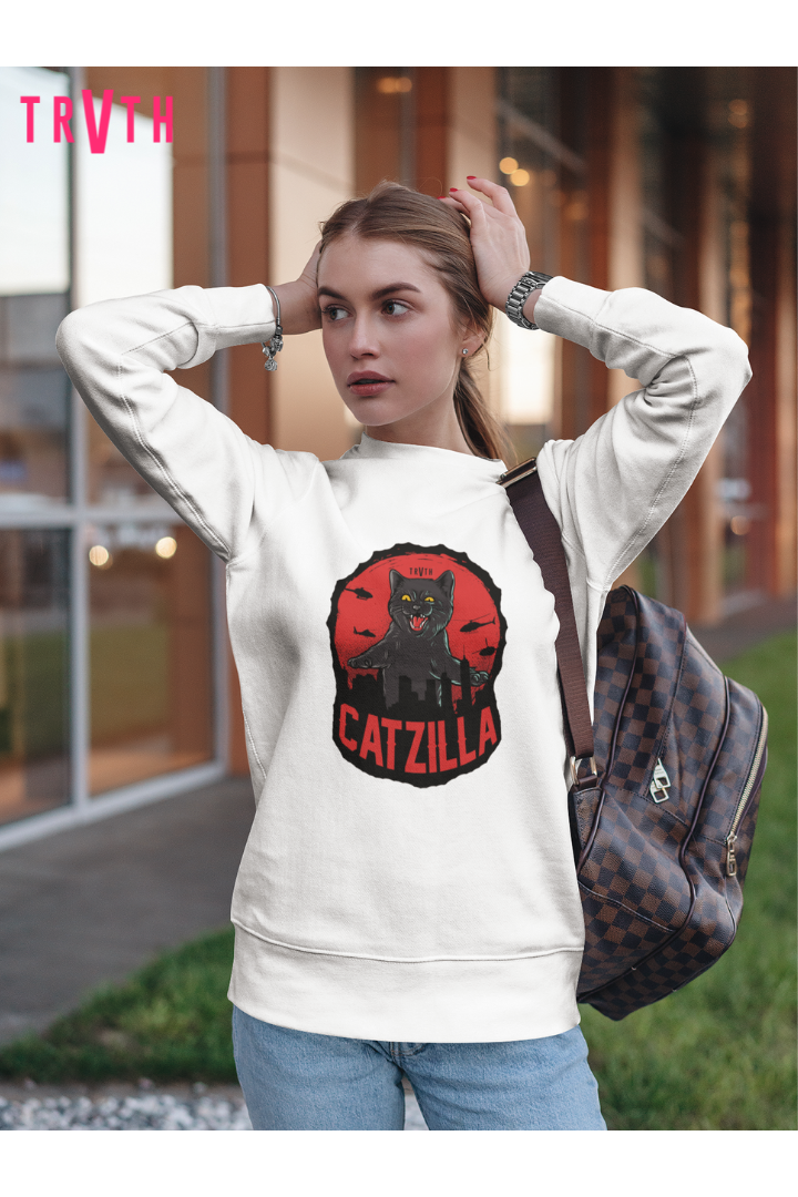 Catzilla Organic Sweatshirt vegan, sustainable, organic streetwear, - TRVTH ORGANIC CLOTHING