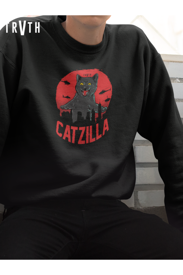 Catzilla Organic Sweatshirt vegan, sustainable, organic streetwear, - TRVTH ORGANIC CLOTHING