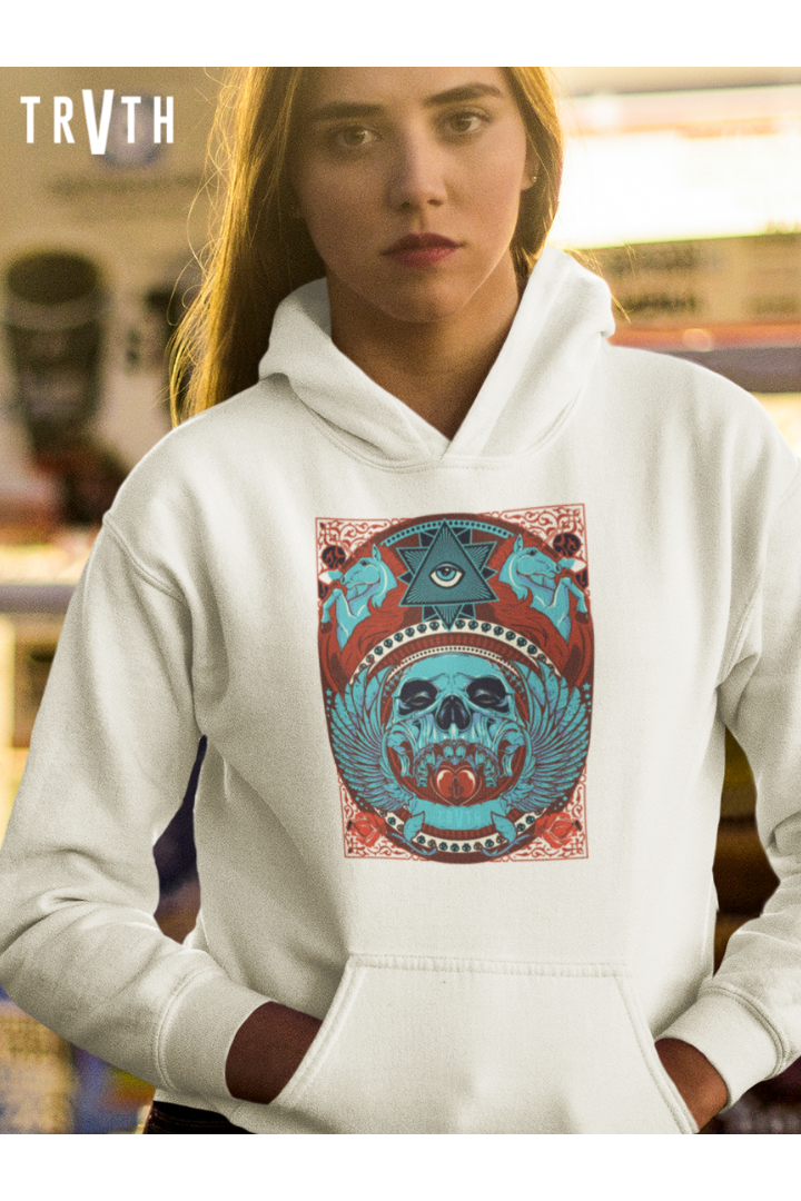 Skully Mosaic Organic Hoodie vegan, sustainable, organic streetwear, - TRVTH ORGANIC CLOTHING