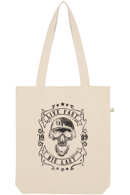 Live Fast Die Last Organic Tote Bag vegan, sustainable, organic streetwear, - TRVTH ORGANIC CLOTHING