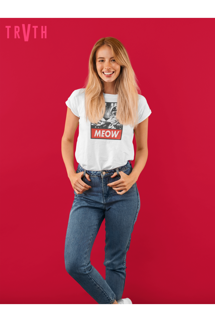 Meow Meow Organic Womens T-Shirt vegan, sustainable, organic streetwear, - TRVTH ORGANIC CLOTHING