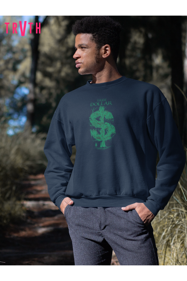 Tree Dollar Organic Sweatshirt vegan, sustainable, organic streetwear, - TRVTH ORGANIC CLOTHING